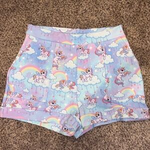 Blackmilk Pastel Unicorn Print Women's Shorts **Sample!**